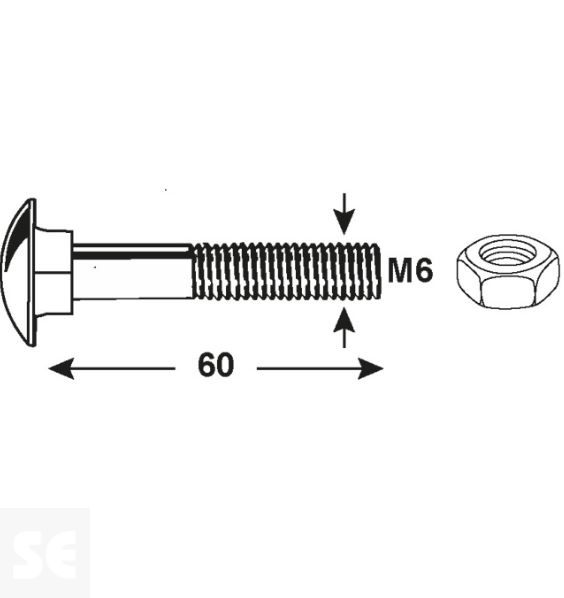 Tornillo Carrocero M6x60mm. Din 603 (20 piezas)