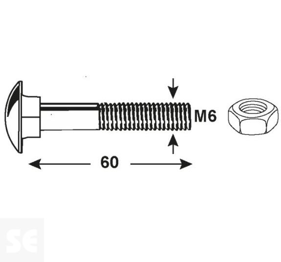 Tornillo Carrocero M6x60mm. Din 603 (6 piezas)