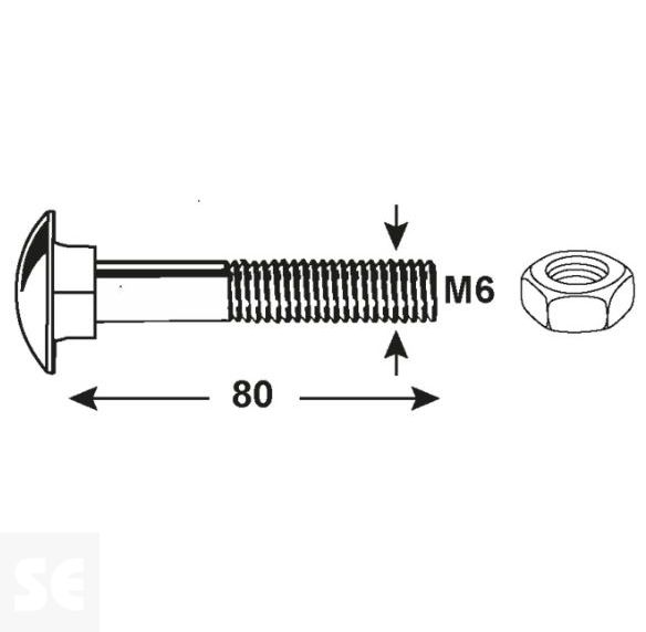 Tornillo Carrocero M6x80mm. Din 603 (7 piezas)
