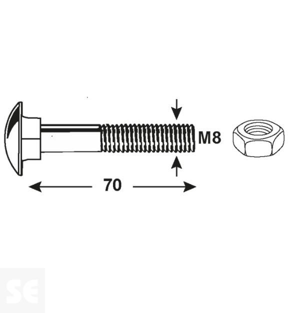 Tornillo Carrocero M8x70mm. Din 603 (10 piezas)