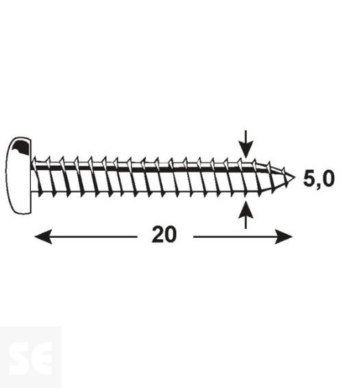 Tornillo Cabeza Redonda Pz 5,0x20mm (150u.)