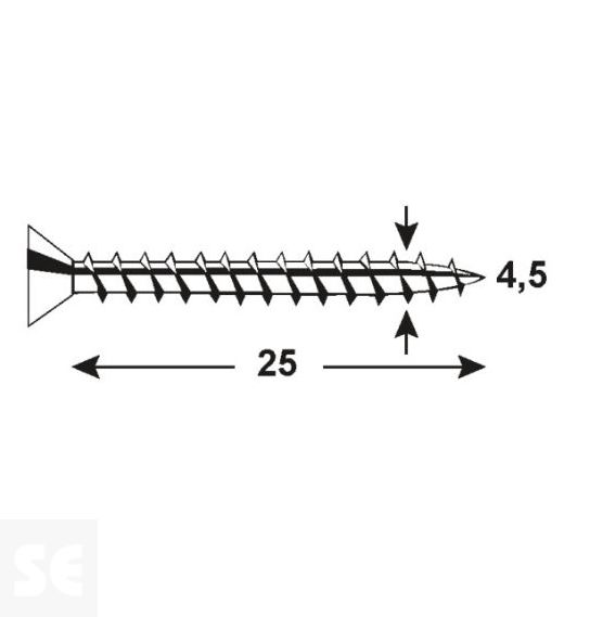 Tornillo Galvanizado Pz 4,5x25mm (150u.)