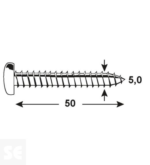 Tornillo Cabeza Redonda Pz 5,0x50mm (60u.)