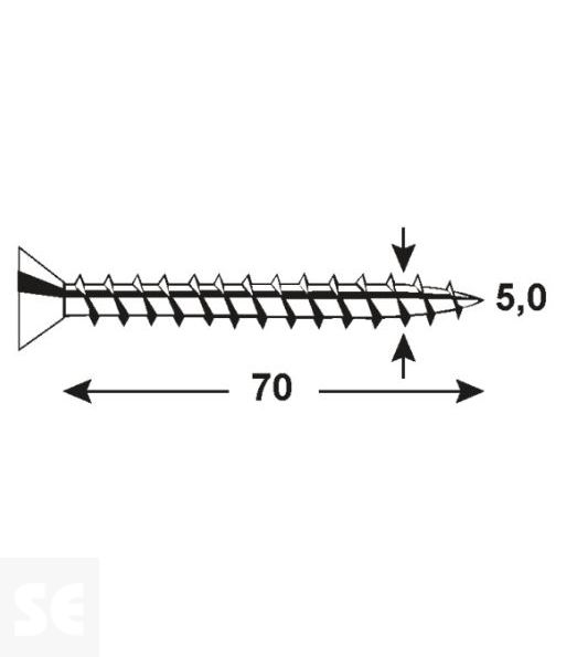 Tornillo Galvanizado Pz 5,0x70mm (50u.)