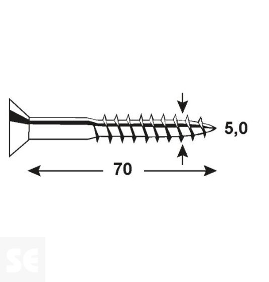 Tornillo Galvanizado Pz 5,0x70mm (50ud.)