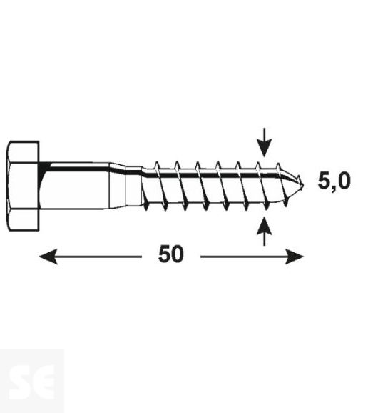 Tornillo Madera 5,0x50mm Din 571 (8 uds)