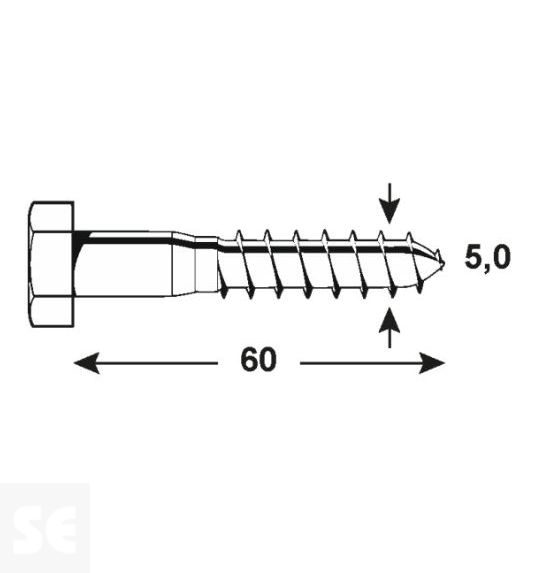 Tornillo Madera 5,0x60mm Din 571 (8 uds)