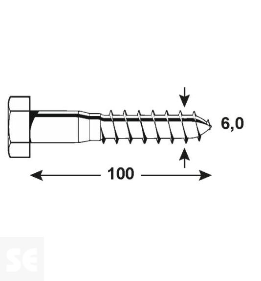 Tornillo Madera 6,0x100mm Din 571 (10 uds)