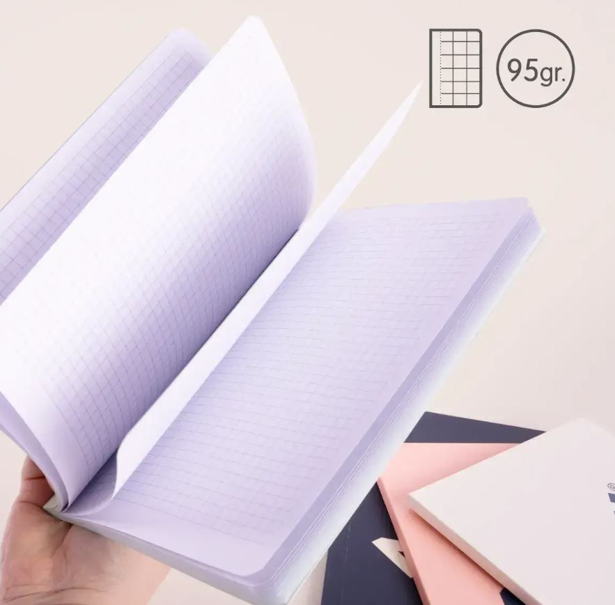 Libreta MILAN A5 Encolada 430 Azul 48h Cuadric. 95gr