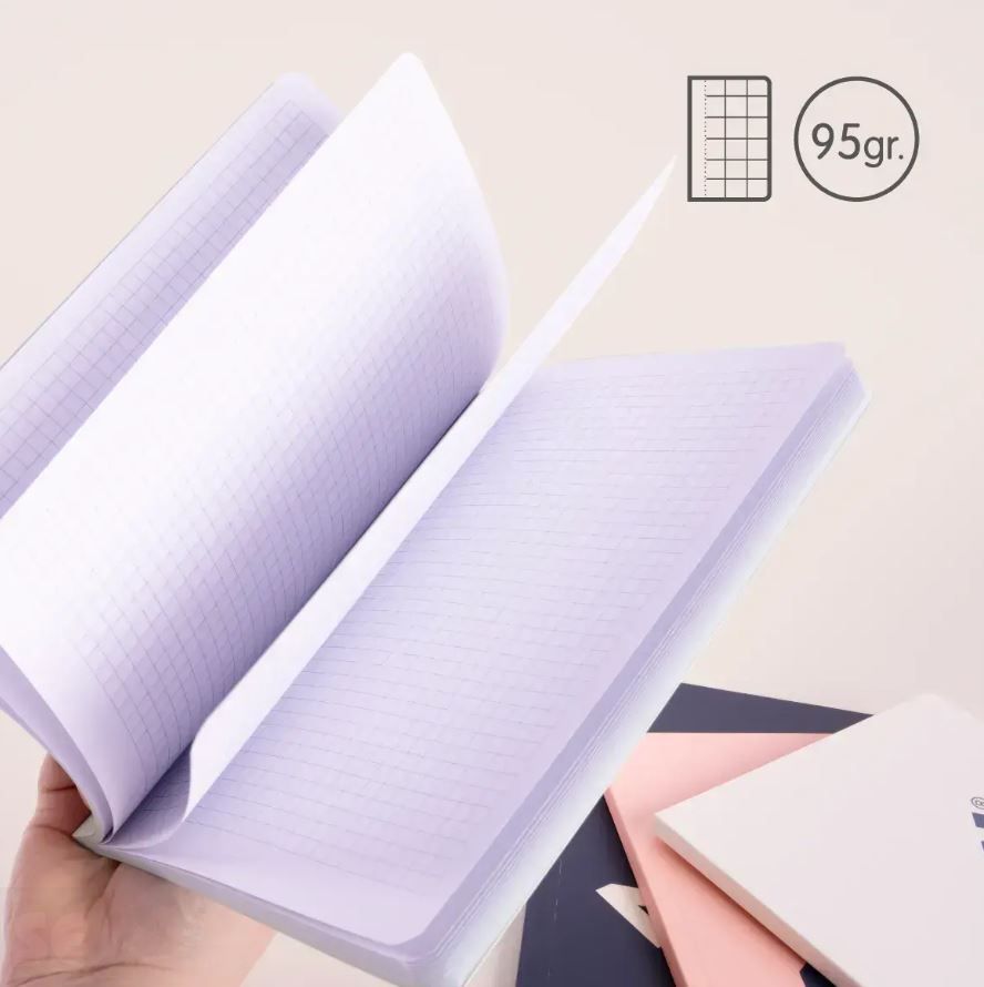 Libreta MILAN A5 Encolada 430 Rosa 48h Cuadric. 95gr