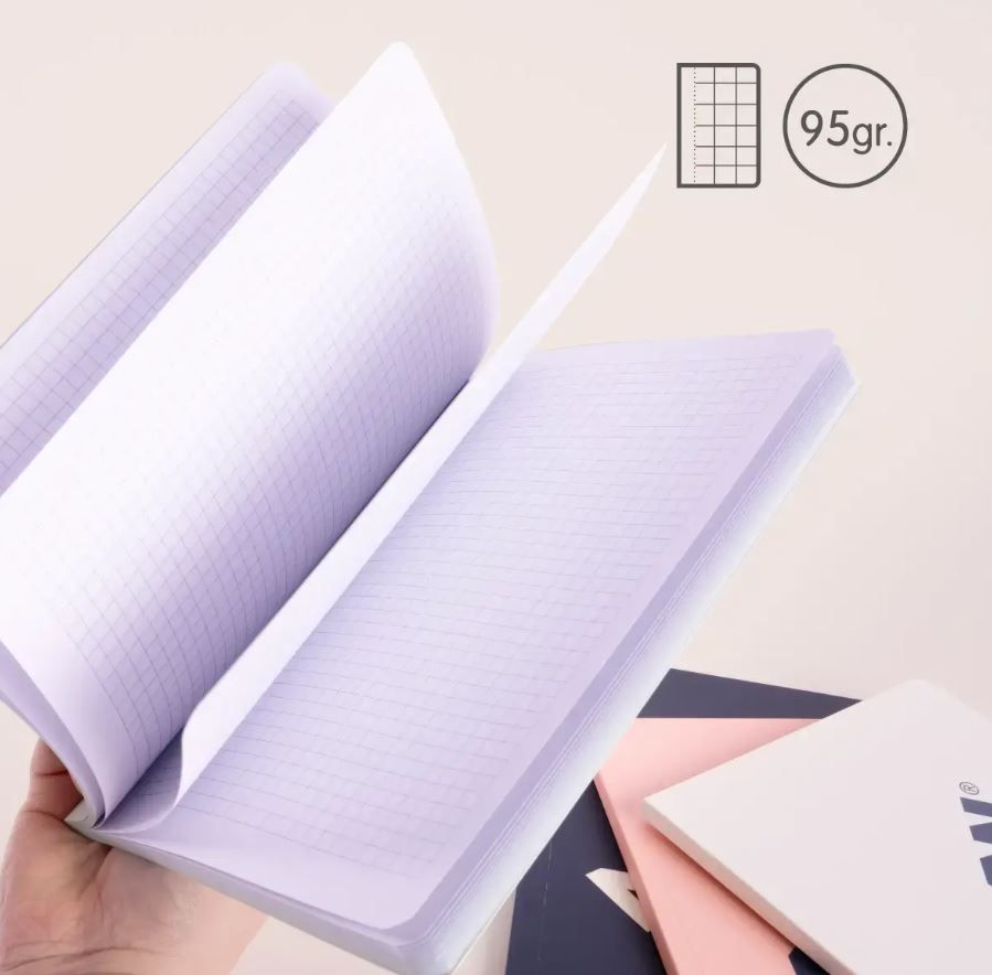 Libreta MILAN A6 Encolada 430 Rosa 48h Cuadric. 95gr
