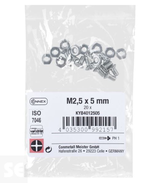 Tornillo Cabeza Cónica M2,5x5mm. Din 7046 (20 piezas)