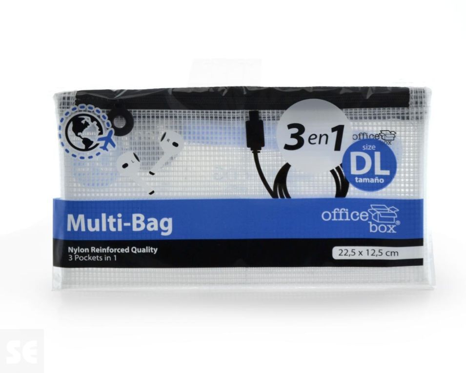 Bolsa Multiuso con cremallera 3 en1 Dl Negro (22,5 X 12,5 Cm)