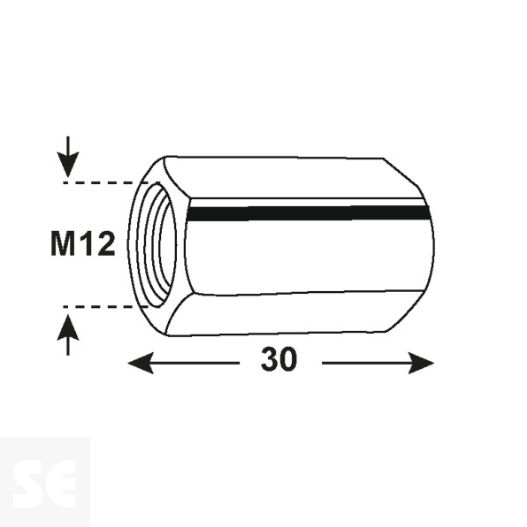 Casquillo de conexión M12 x 30 mm - (25 U.)