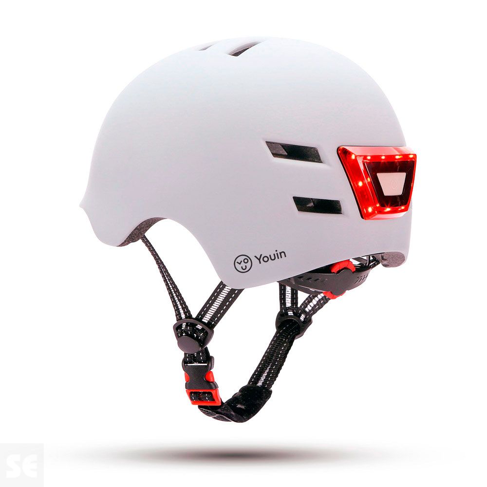 Casco Led Frontal y Trasero Blanco Talla L Youin