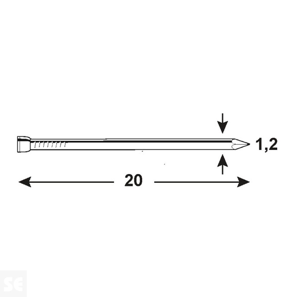 Clavos Cabeza Cónica Galvanizada 1,2 X 20 mm (90 gramos)