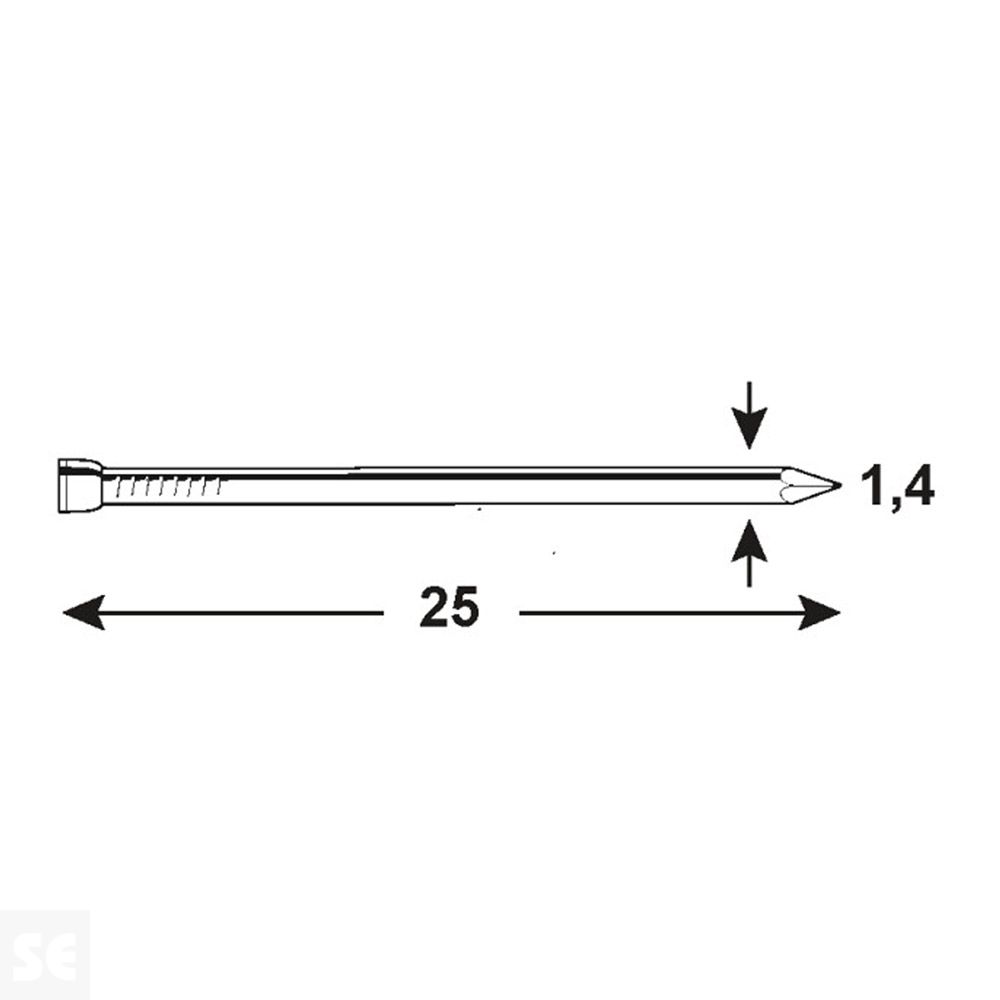 Clavos Cabeza Cónica Galvanizada 1,4 X 25 mm (90 gramos)
