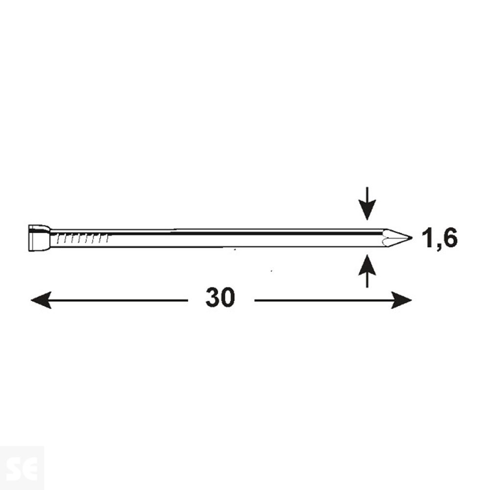 Clavos Cabeza Cónica Galvanizada 1,6 X 30 mm (115 gramos)
