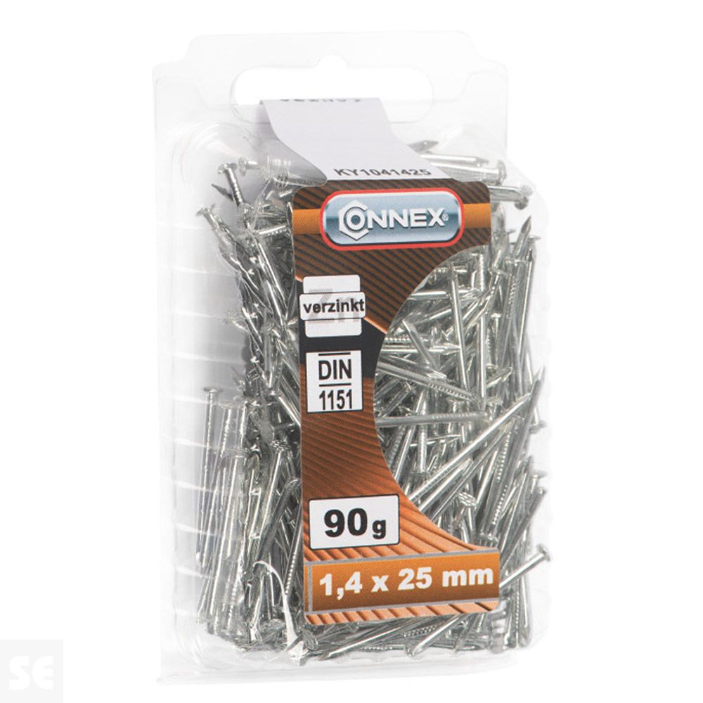 Clavos Cabeza Plana Galvanizada 1,4 X 25 mm (90 gramos)