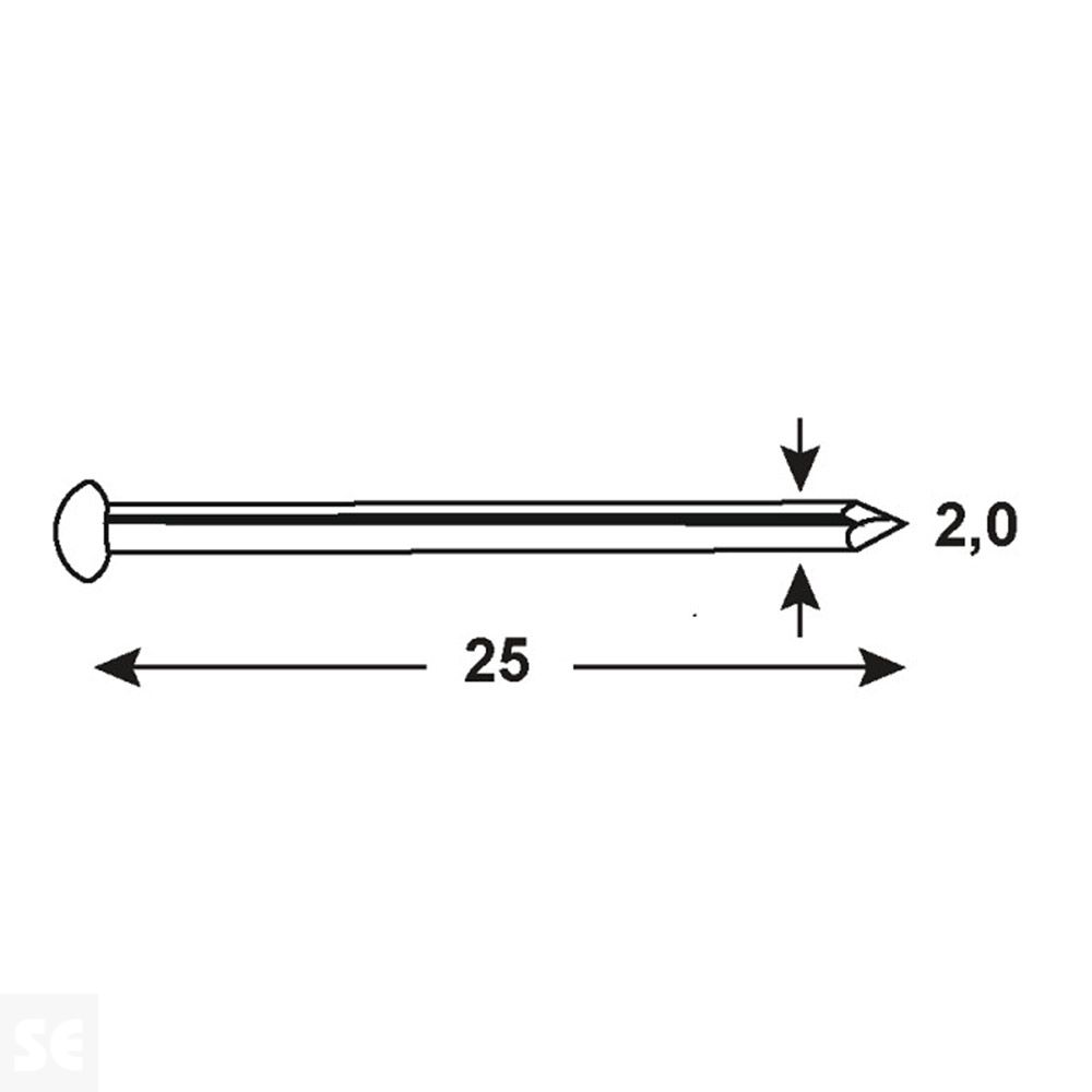 Clavos Latón 2,0x25 (50 gramos)