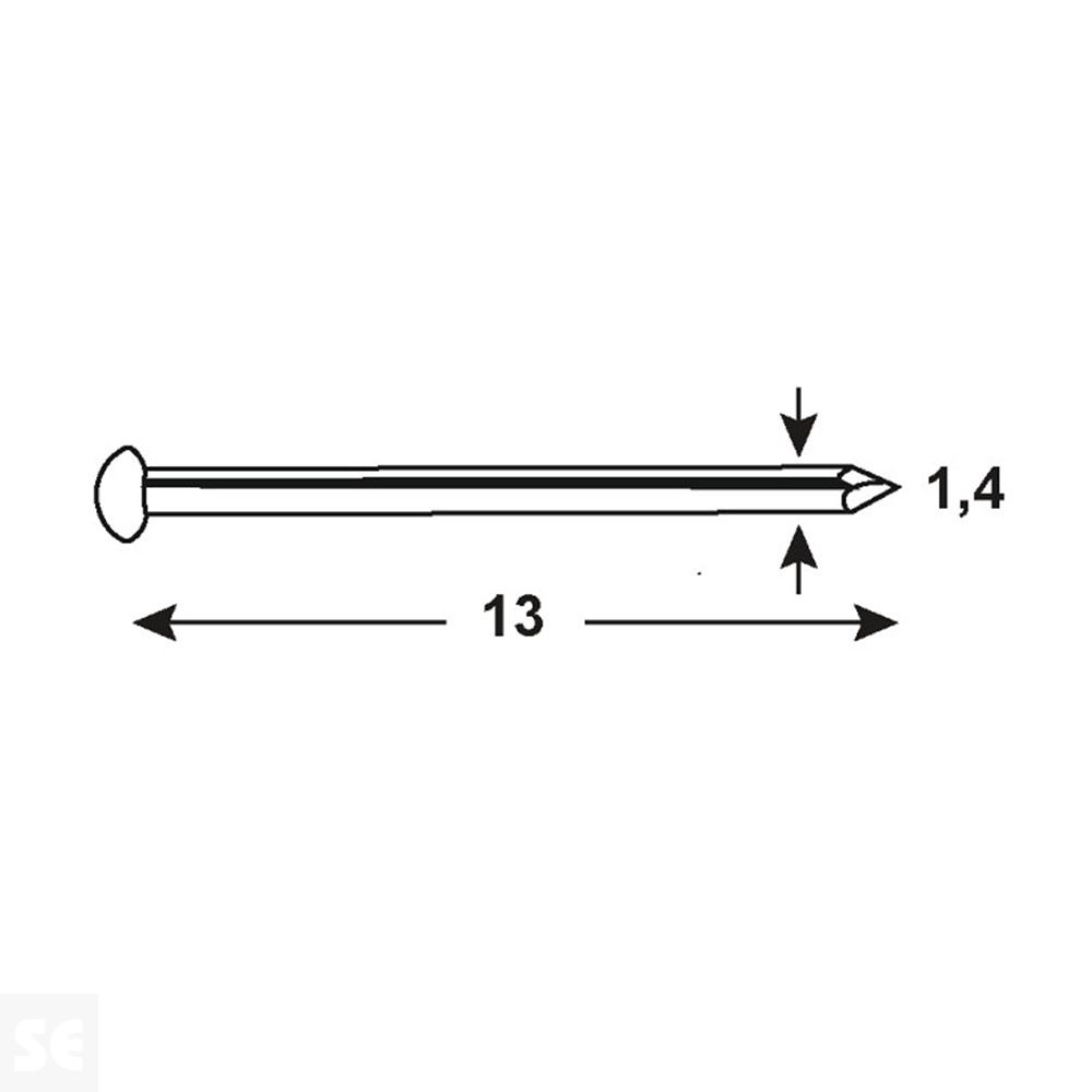 Clavos Latonado 1,4x13mm. (60 gramos)