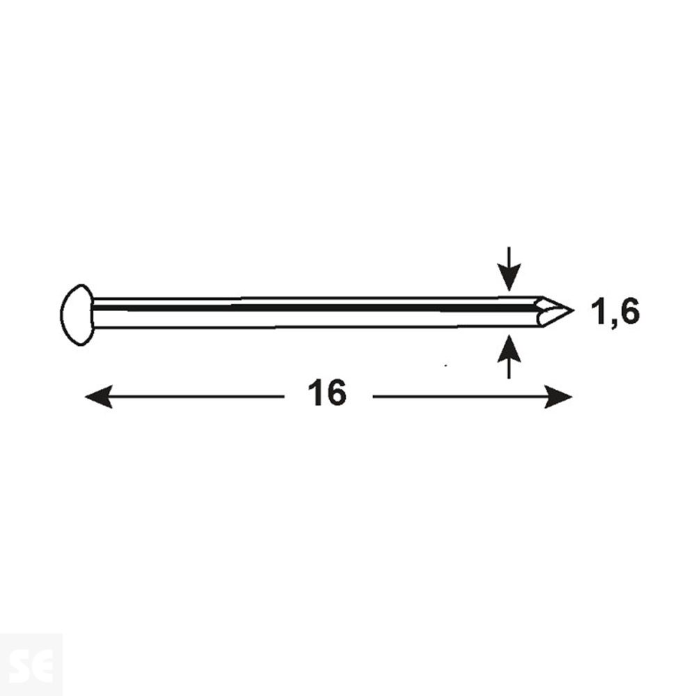 Clavos Latonado 1,6x16mm. (60 gramos)