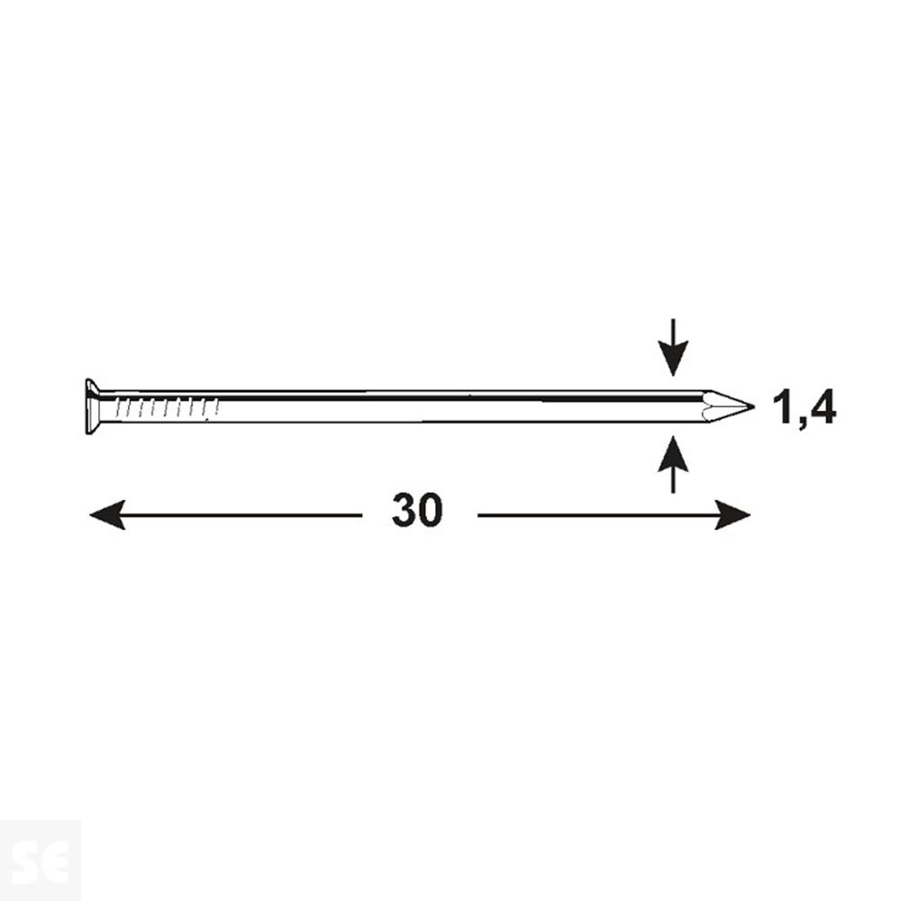 Clavos para Molduras galvanizados 1,4x30mm. (160u.)