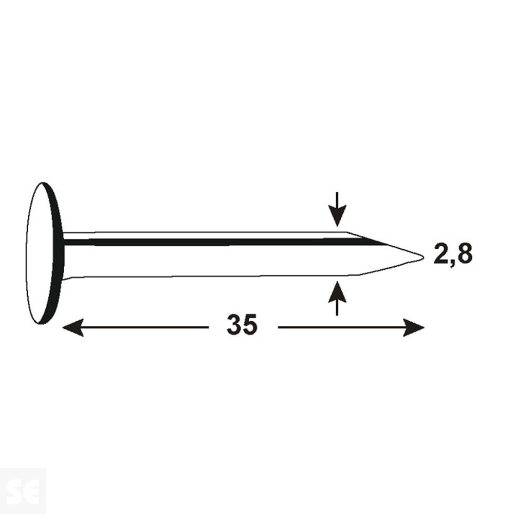 Clavos Aislamiento Cincados 2,8x35 mm. Gramos: 750