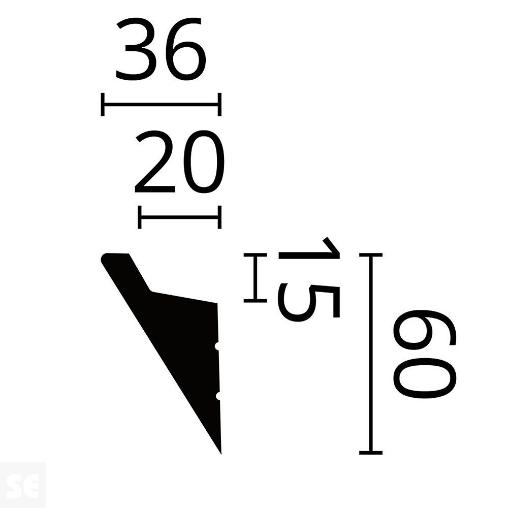 Cornisa / Moldura Techo Poliestireno Luz Indirecta Blanco 60x36x2000 mm