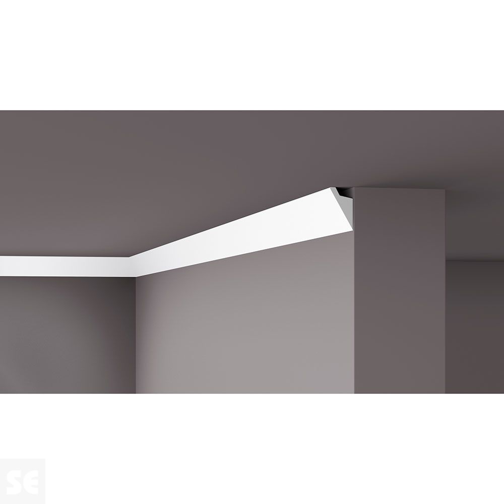 Cornisa / Moldura Techo Poliestireno Luz Indirecta Blanco 60x36x2000 mm