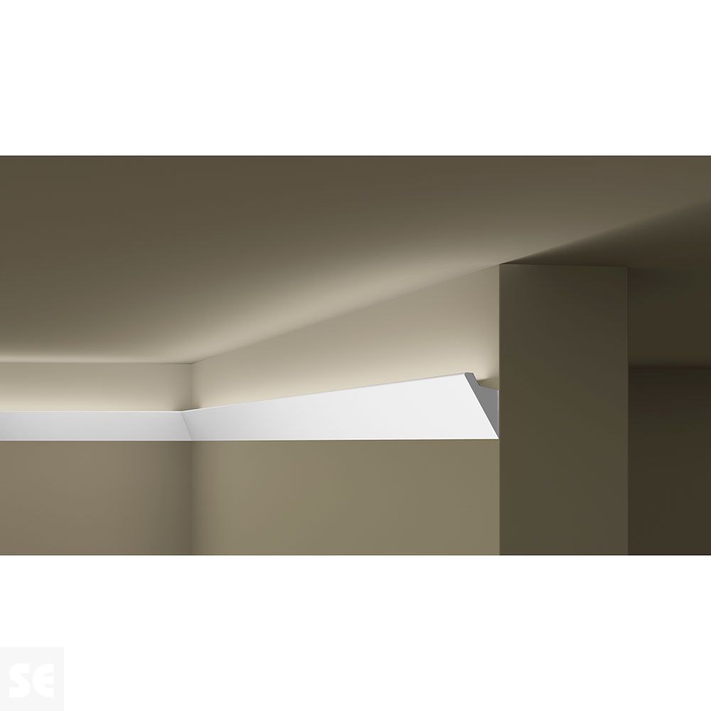 Cornisa / Moldura Techo Poliestireno Luz Indirecta Blanco 60x36x2000 mm
