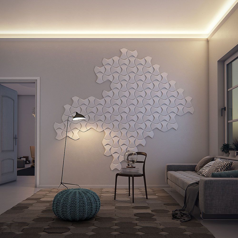 Cornisa / Moldura Techo Poliestireno Luz Indirecta Blanco 60x36x2000 mm