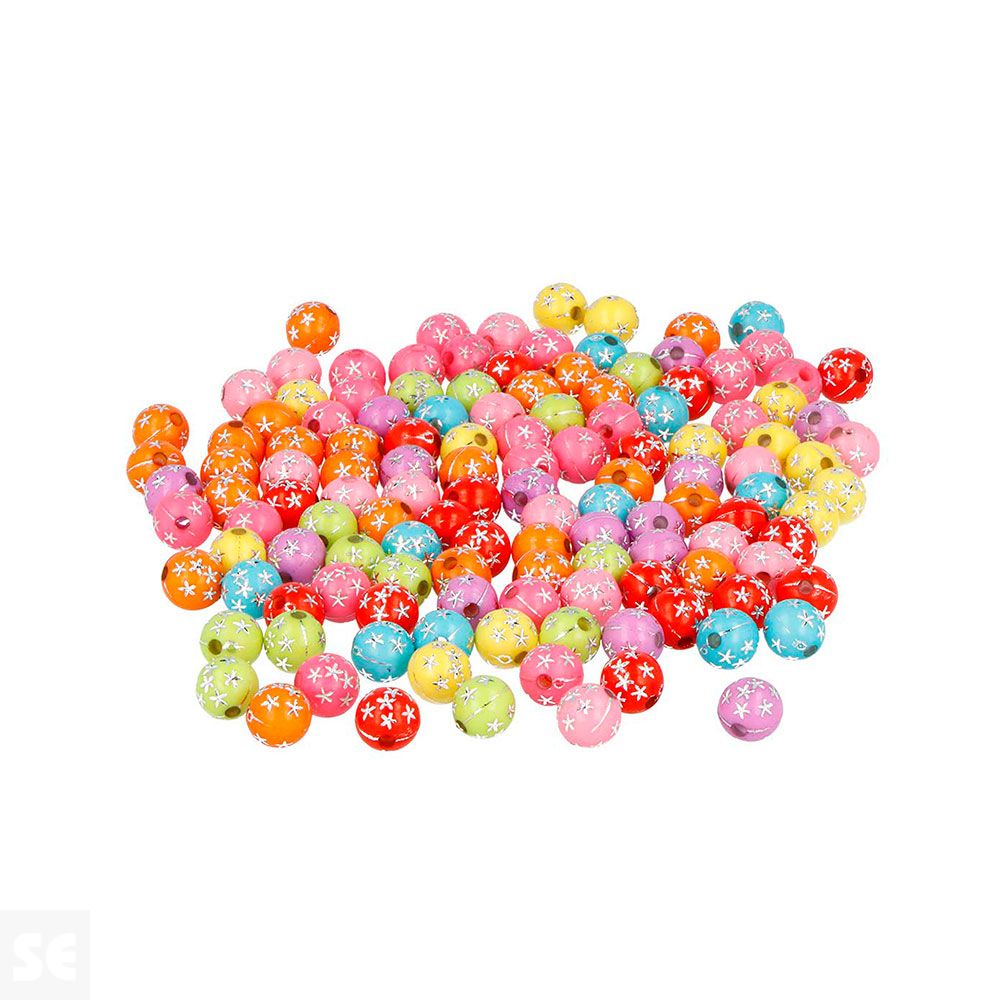 Cuentas Plástico Redondas Estrella Colores Surtidos