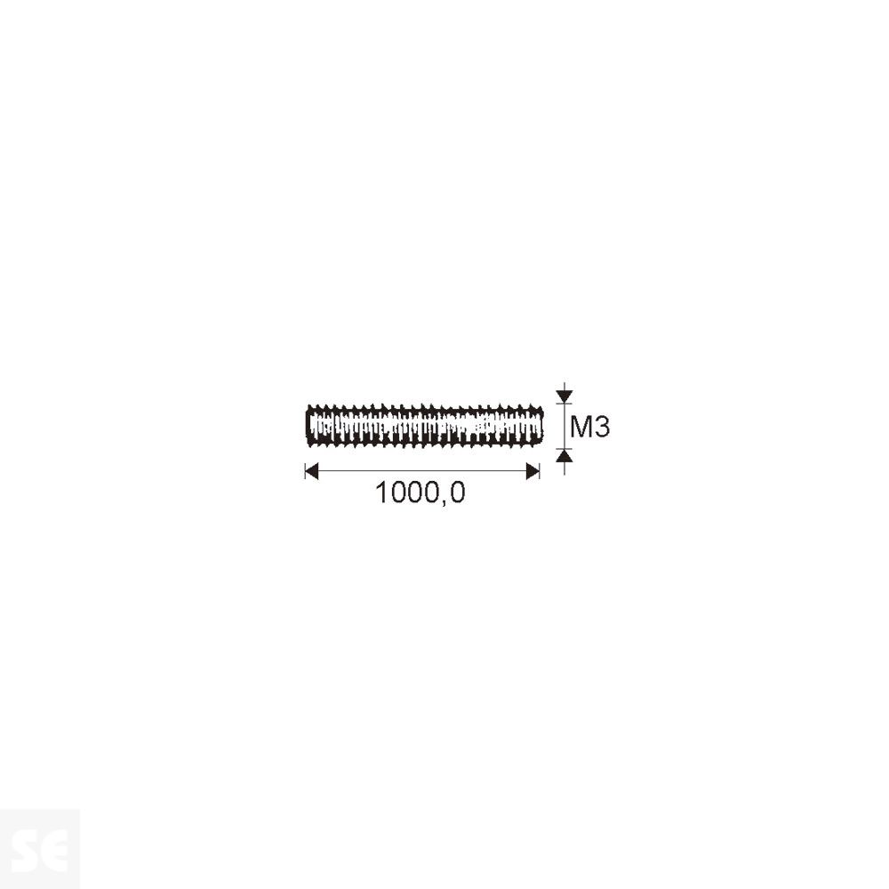 Barra Roscada Inoxidable A2 M3x1000mm.