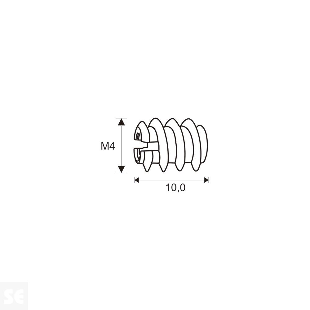 Tuerca espiral galvanizada M4x10mm. (10u.)