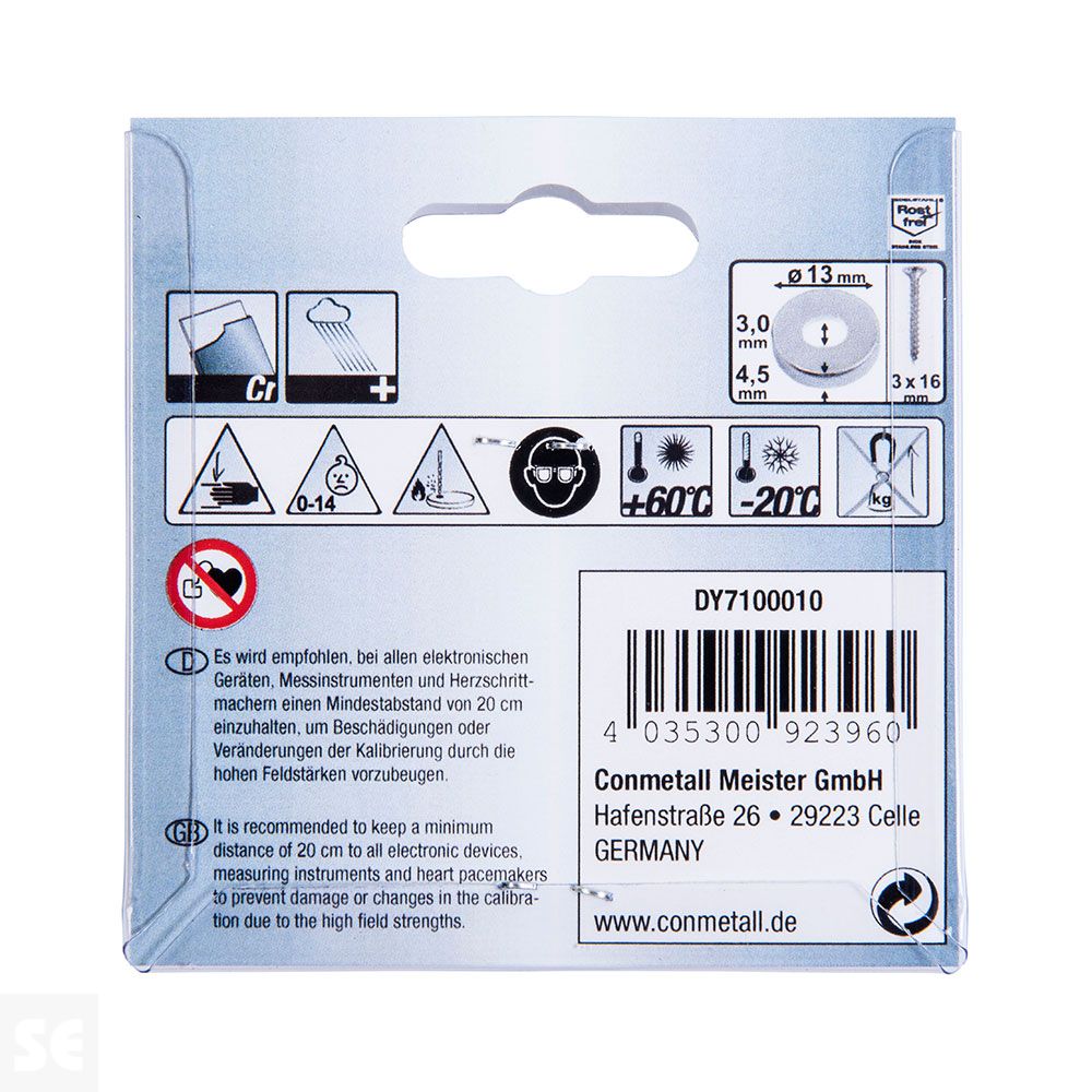 Imán Neodimio con Agujero Redondo 13x4,5x3 mm . Fuerza 4 kg (1u.) | Servei Estació