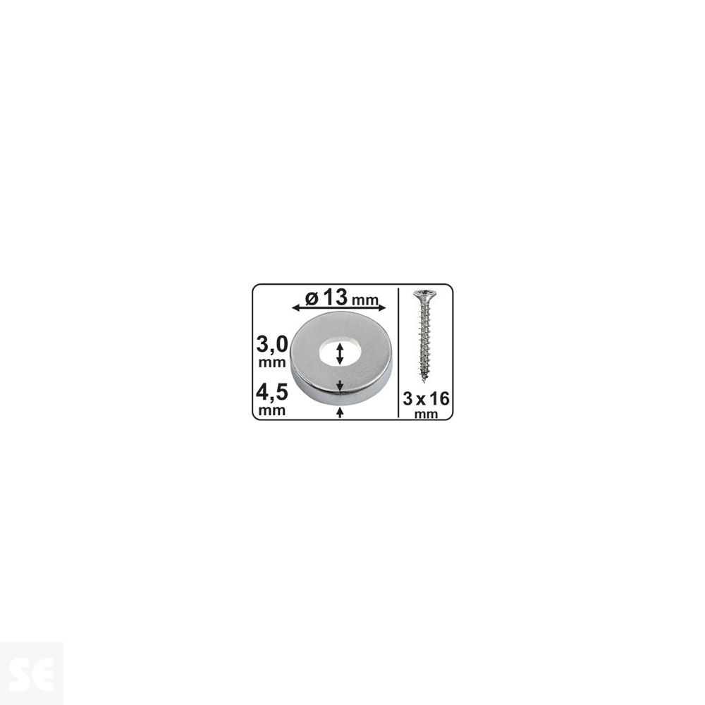 Imán Neodimio con Agujero Redondo 13x4,5x3 mm . Fuerza 4 kg (1u.) | Servei Estació