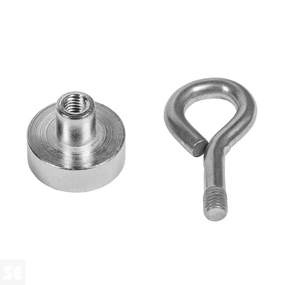 Imán Neodimio con Gancho Cerrado M5 Diámetro 20 mm - Fuerza 11 kg (1u.) | Servei Estació