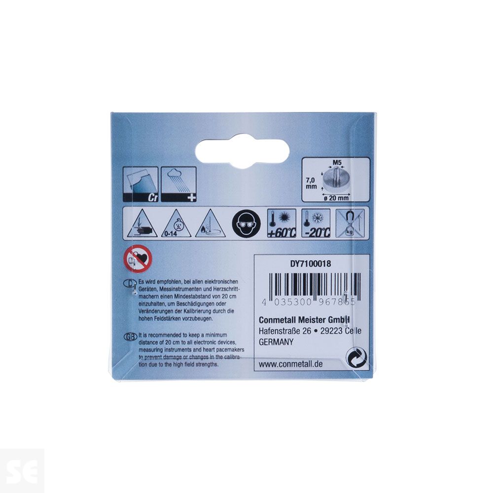 Imán Neodimio Rosca M5 Diámetro 20 mm - Fuerza 12 kg | Servei Estació