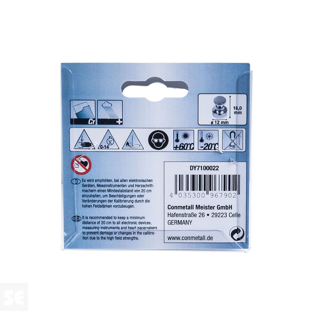 Imán Neodimio Cono Magnético Diámetro 12 mm - Fuerza 2 kg (2u.) | Servei Estació