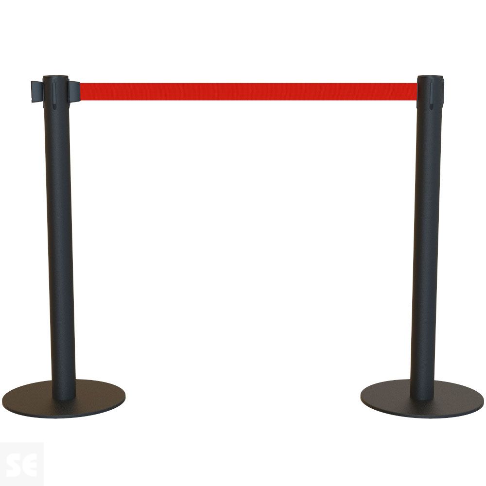 Poste ECO Negro con Cinta Roja Extensible (2m)