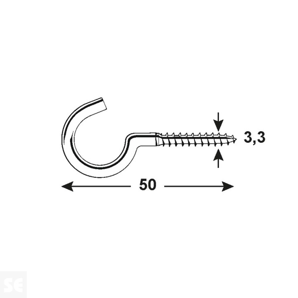 Gancho Cobre 50 mm 3,3x50 Vz K W (10 uds.)