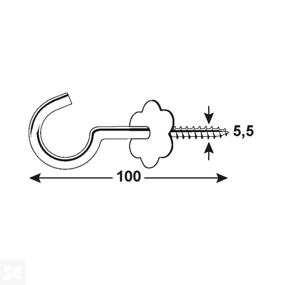 Gancho con Roseta Rústico 5,5x100 mm (2 uds.)