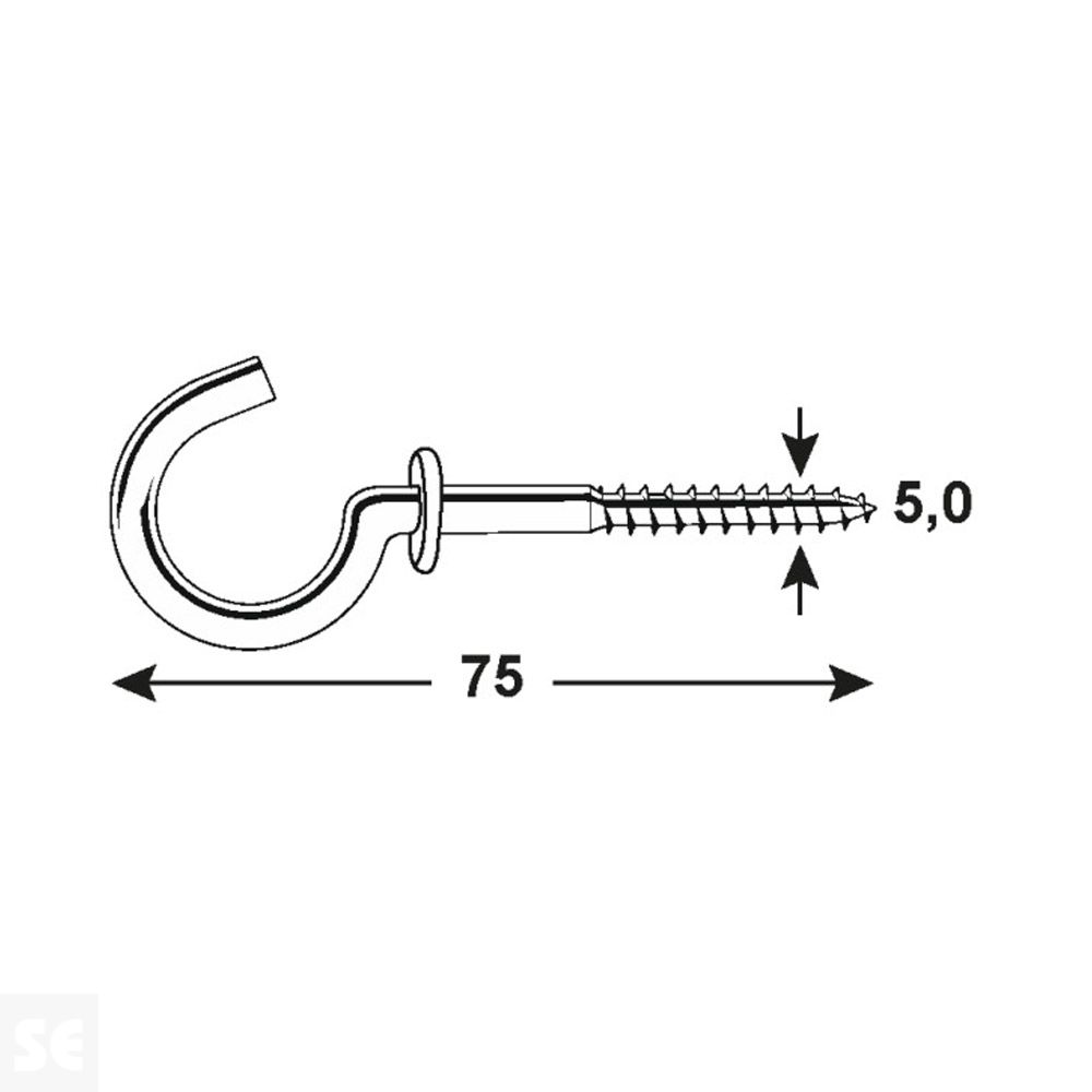 Hembrilla Con Tope Galvanizada 5,0x75 mm (8 uds.)