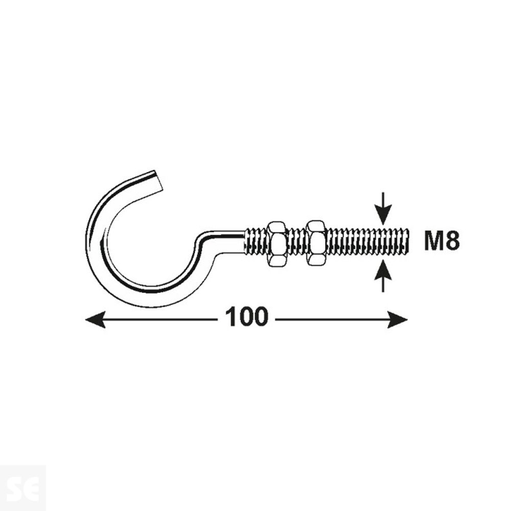 Hembrilla Abierta Madera Cincada M8x100 mm (4 uds.)
