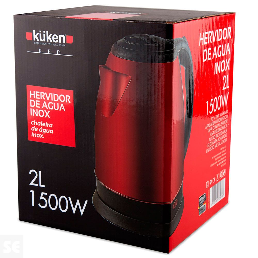 Hervidor de Agua Rojo 1500 w 2 l
