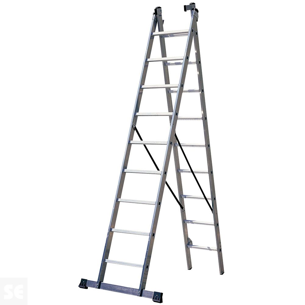 Escalera Industrial Profesional 2 Tramos 9 Peldaños