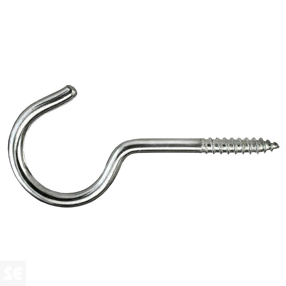 Hembrilla Abierta 2x20mm. con rosca de Madera Galvanizado Screw Hooks Curved (30u.)
