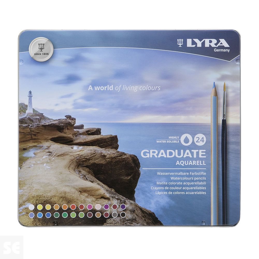 Lápices Lyra Graduate Aquarell Est. Metal 24 Uds. + Pincel