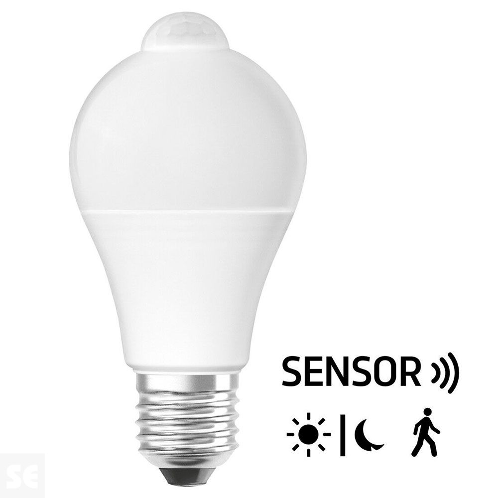 Lámpara Estándar Led Sensor Crepusc /Movimiento 9w 2700k 806lm